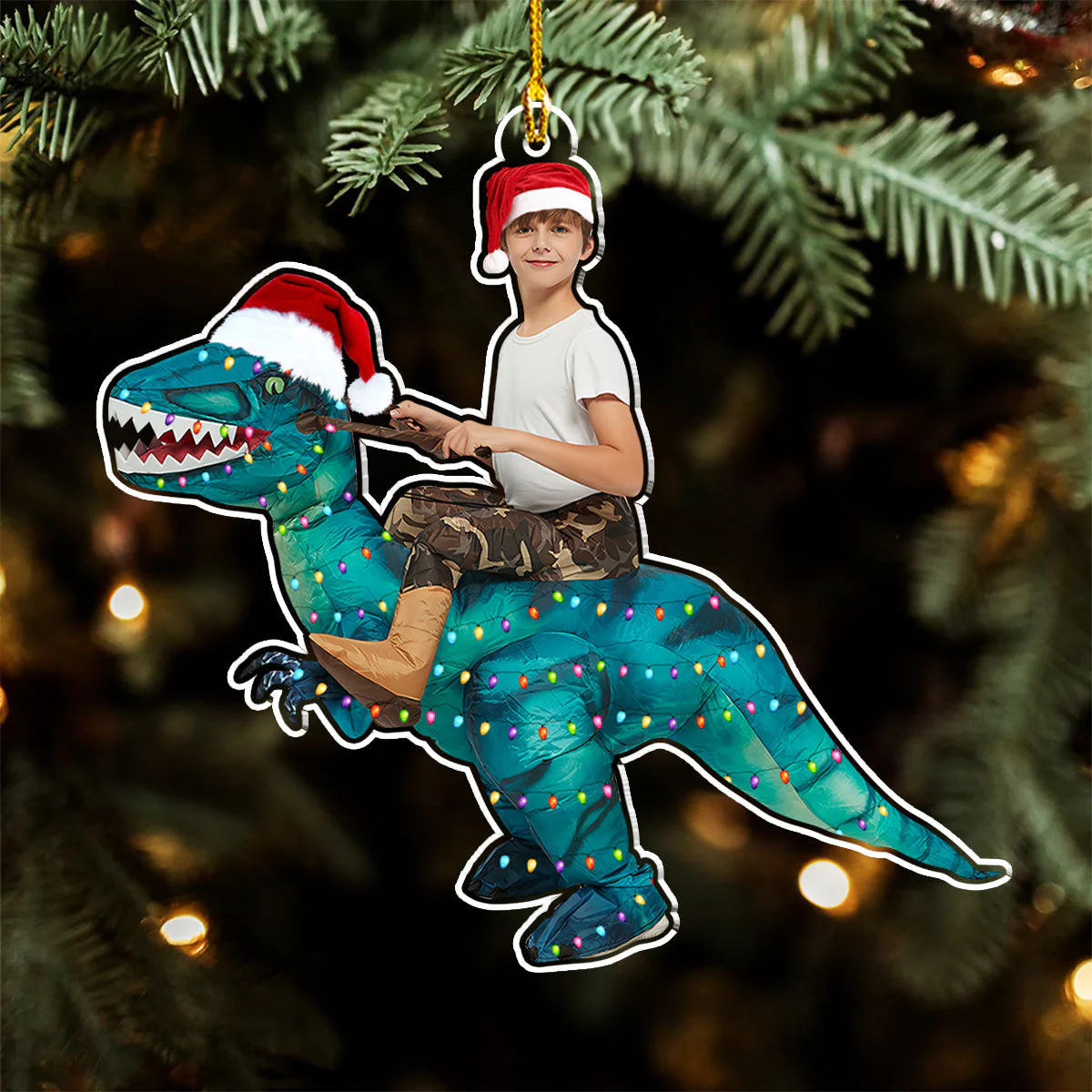 Cute Kid Xmas Dinosaur Unicorn Flamingo Alien - Personalized Custom Acrylic Ornament - Image 2