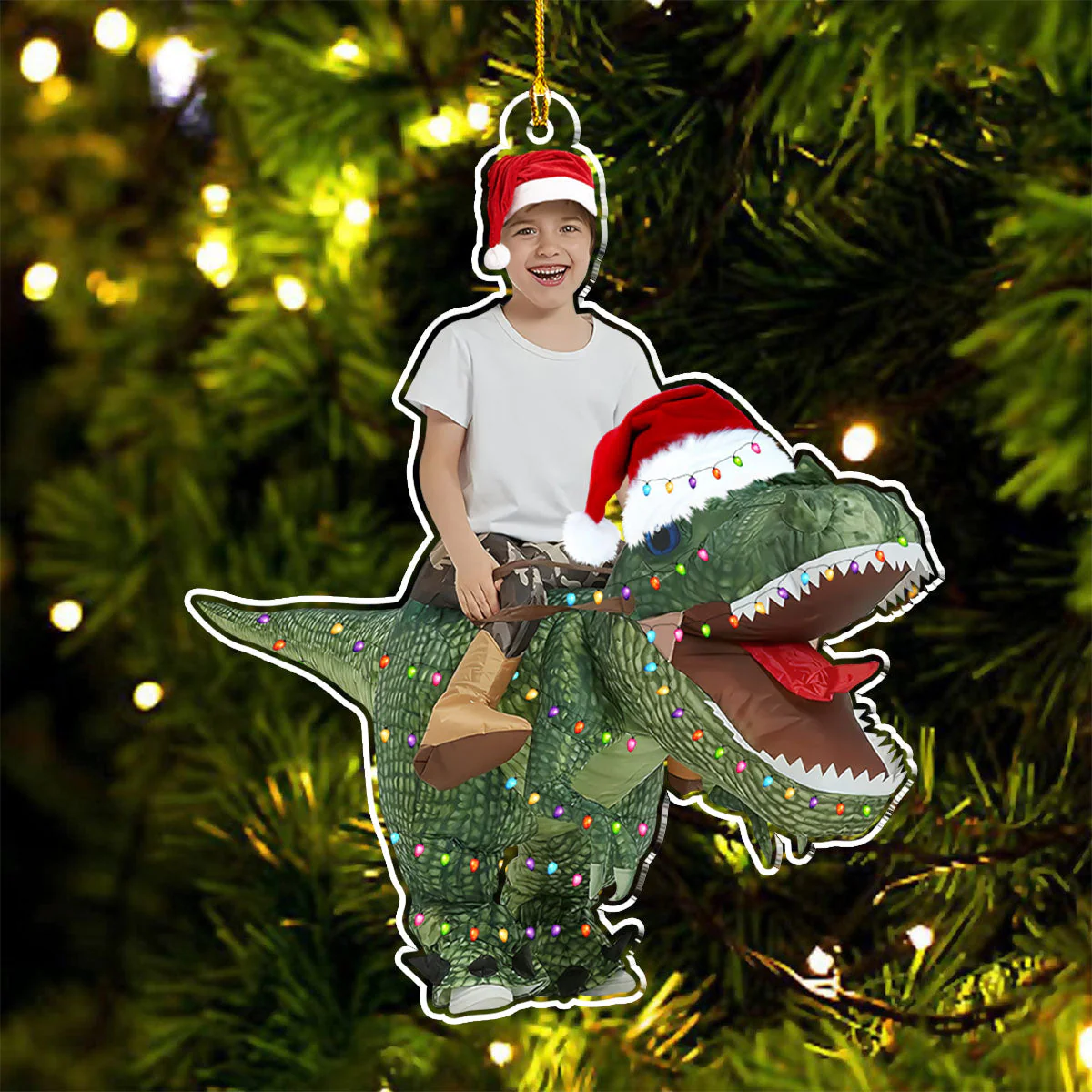 Cute Kid Xmas Dinosaur Unicorn Flamingo Alien - Personalized Custom Acrylic Ornament - Image 3