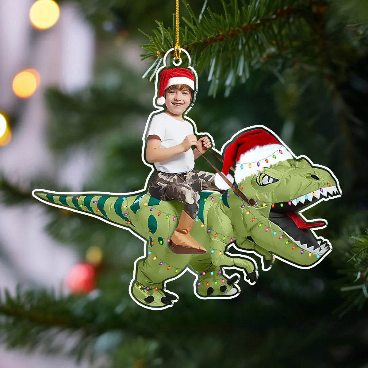 Cute Kid Xmas Dinosaur Unicorn Flamingo Alien - Personalized Custom Acrylic Ornament - Image 4