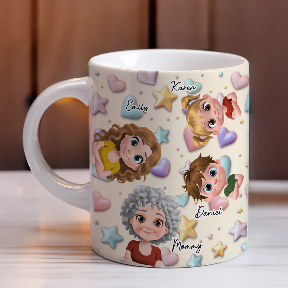 Cute Mommy And Children - Personalized Custom 3D Effect Mug - Image 3