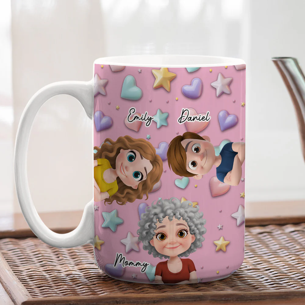 Cute Mommy And Children - Personalized Custom 3D Effect Mug - Image 5