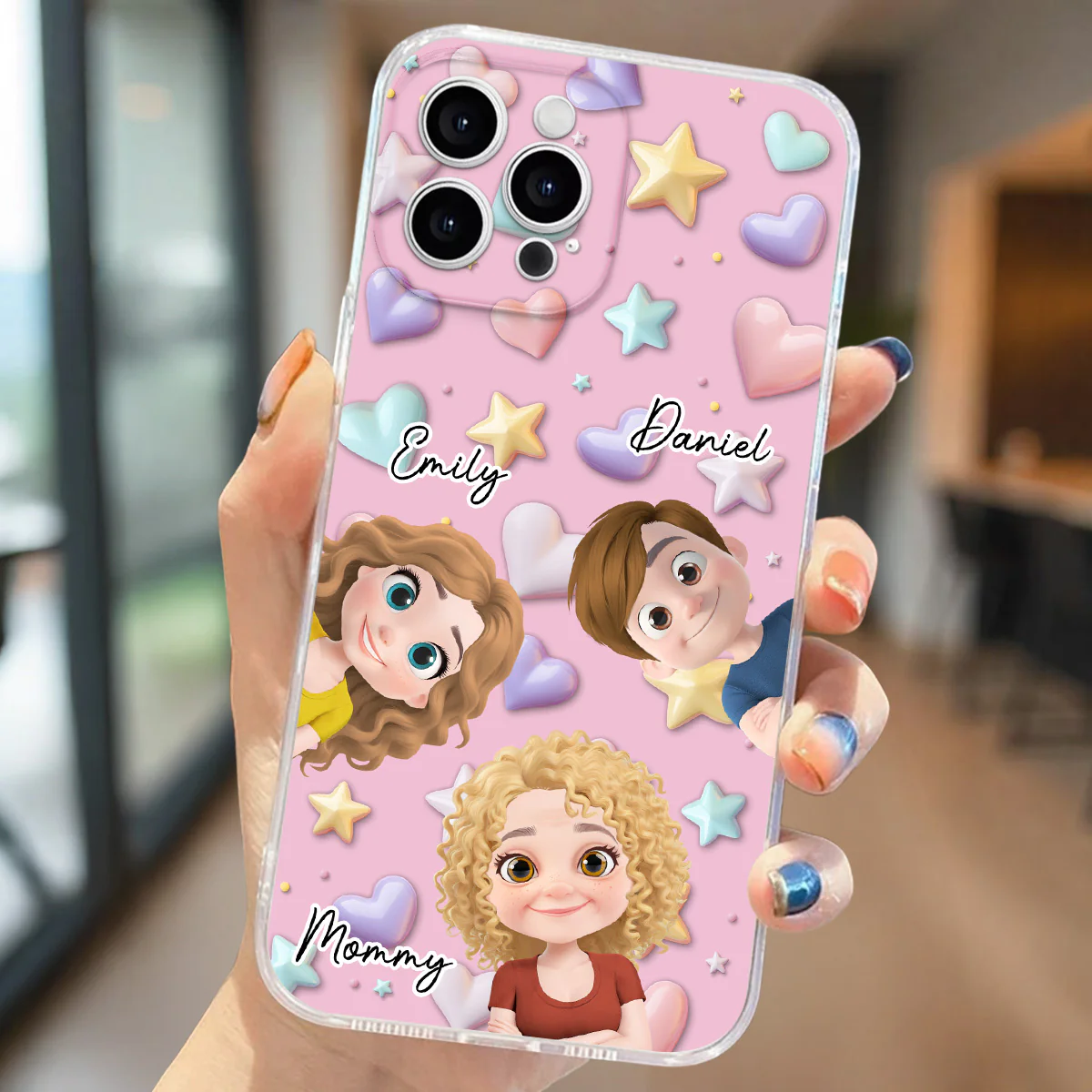 Cute Mommy And Children - Personalized Custom 3D Effect Phone Case - Image 2