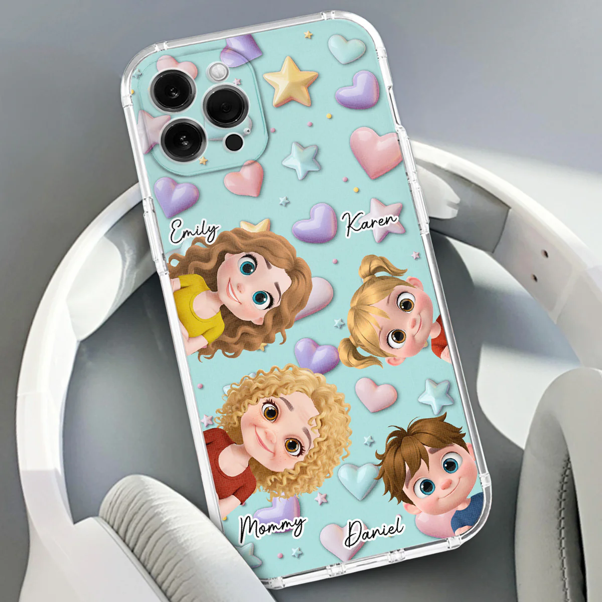 Cute Mommy And Children - Personalized Custom 3D Effect Phone Case - Image 3