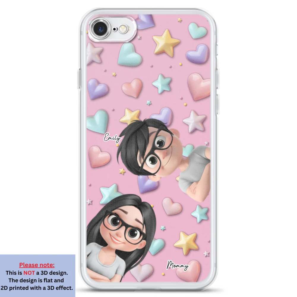 Cute Mommy And Children - Personalized Custom 3D Effect Phone Case - Image 5