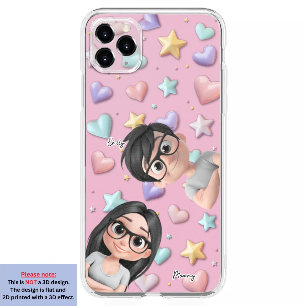 Cute Mommy And Children - Personalized Custom 3D Effect Phone Case - Image 8