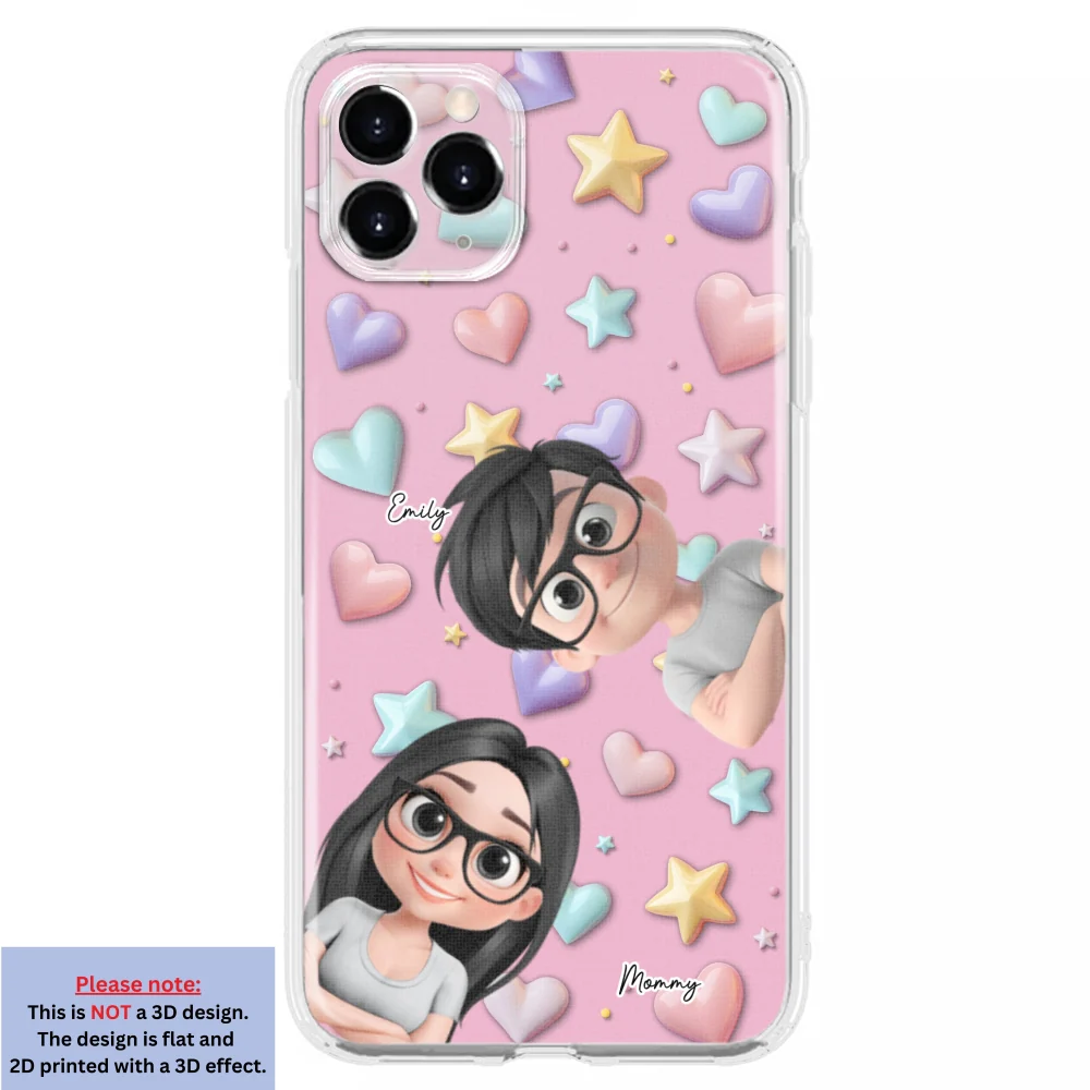 Cute Mommy And Children - Personalized Custom 3D Effect Phone Case - Image 9