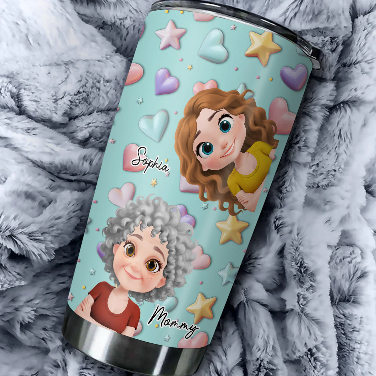 Cute Mommy And Children - Personalized Custom 3D Effect Tumbler - Image 4
