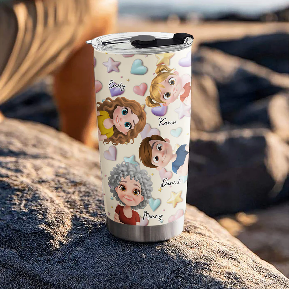 Cute Mommy And Children - Personalized Custom 3D Effect Tumbler - Image 5