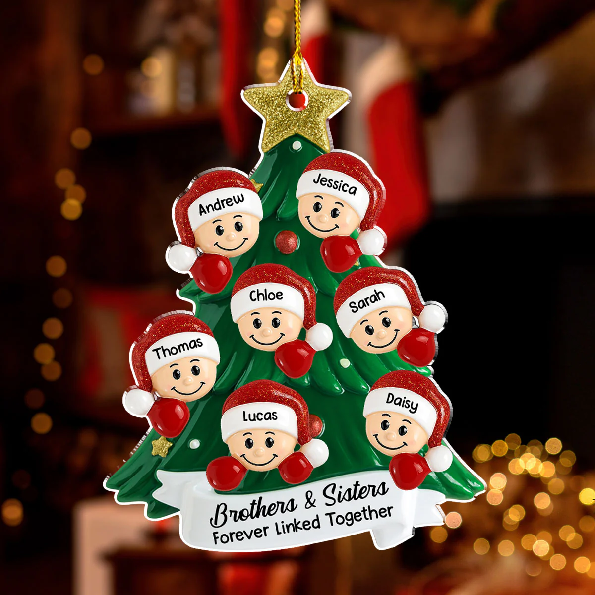 Cute Santa Hat Family - Personalized Custom Acrylic Ornament - Image 2