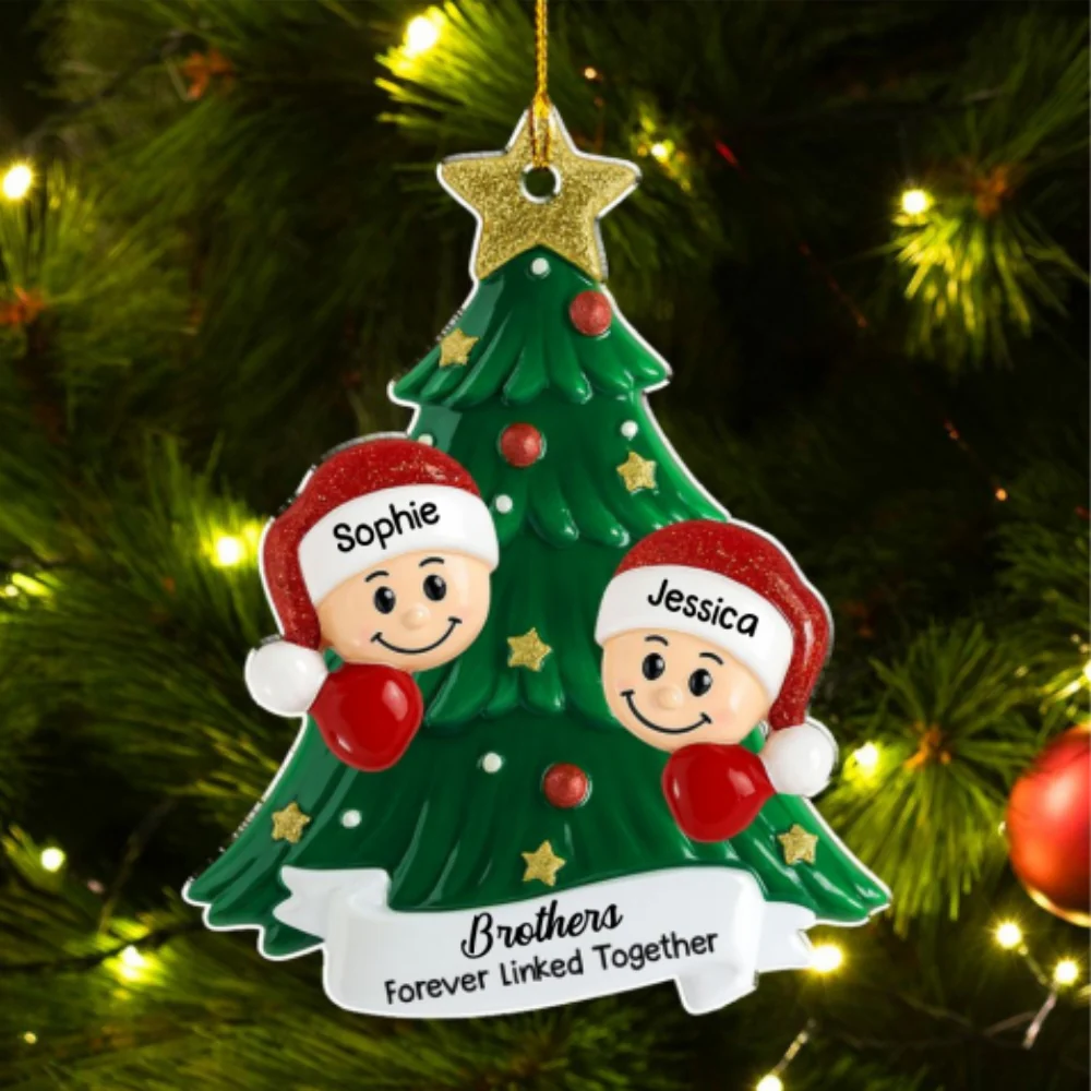 Cute Santa Hat Family - Personalized Custom Acrylic Ornament - Image 6
