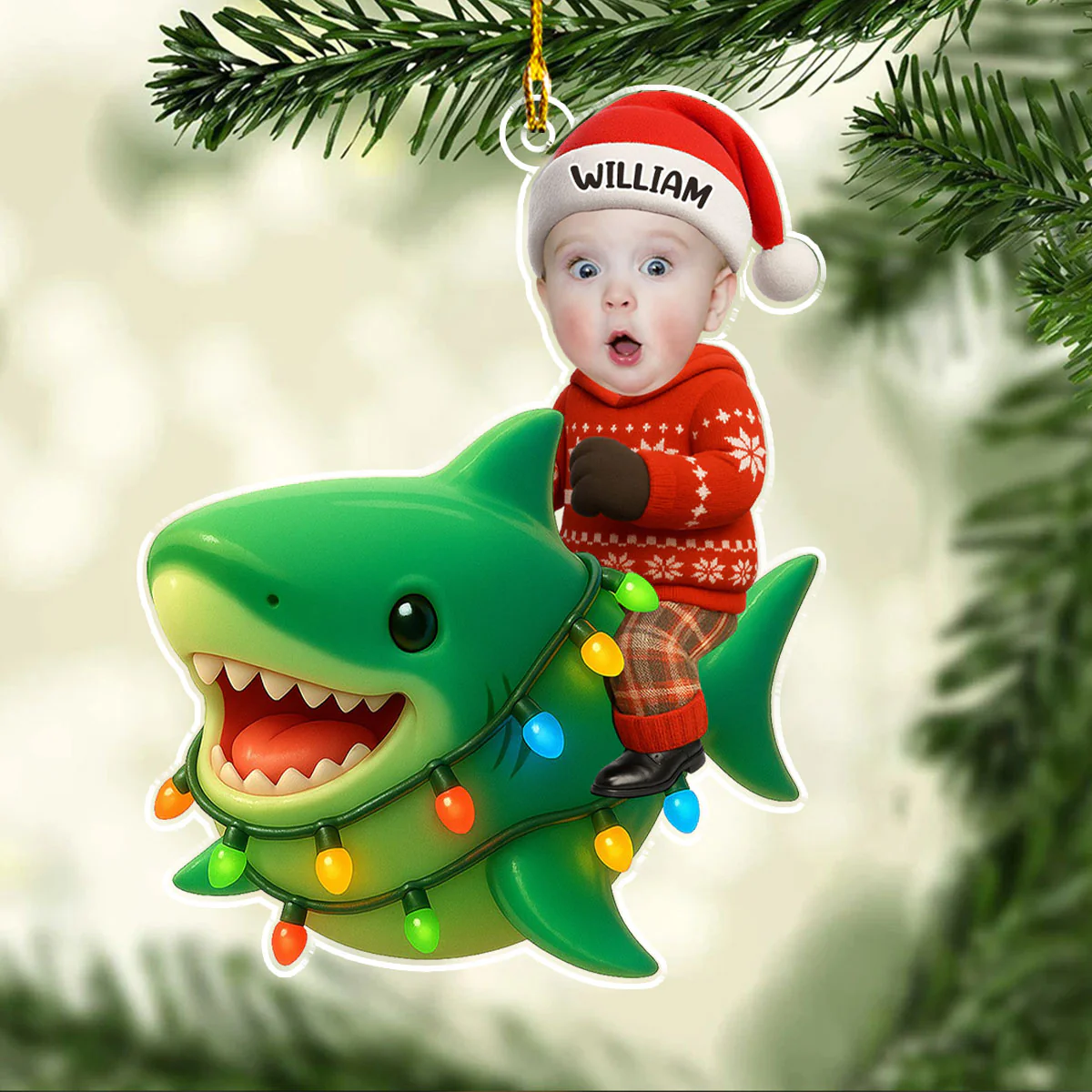 Cute Shark - Personalized Custom Acrylic Ornament - Image 3