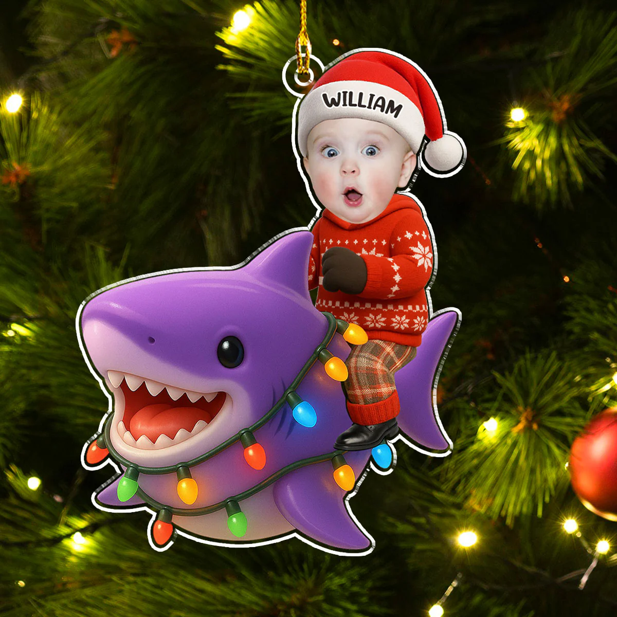 Cute Shark - Personalized Custom Acrylic Ornament - Image 4