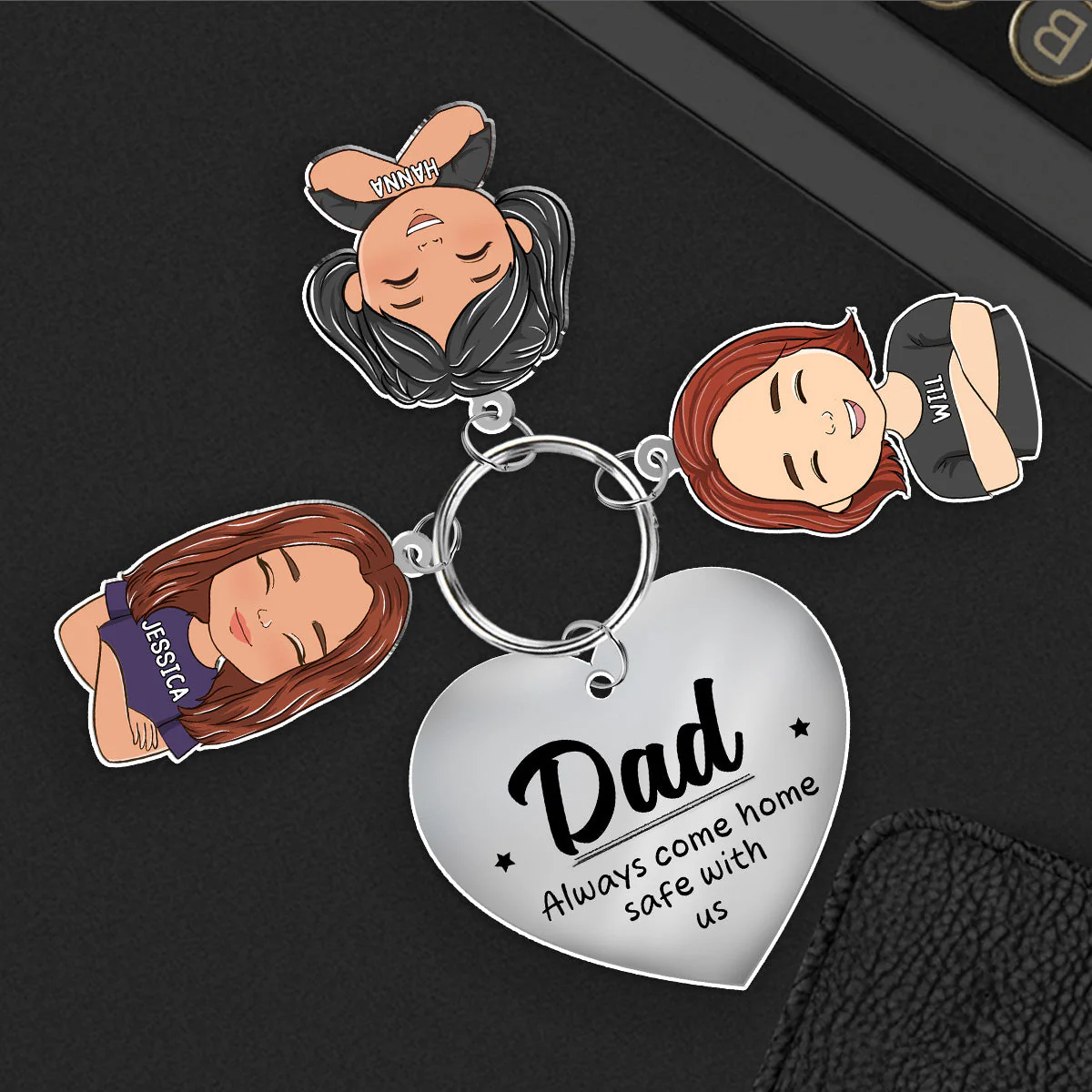 Dad Always Come Home Safe - Personalized Acrylic Tag Keychain - Image 4