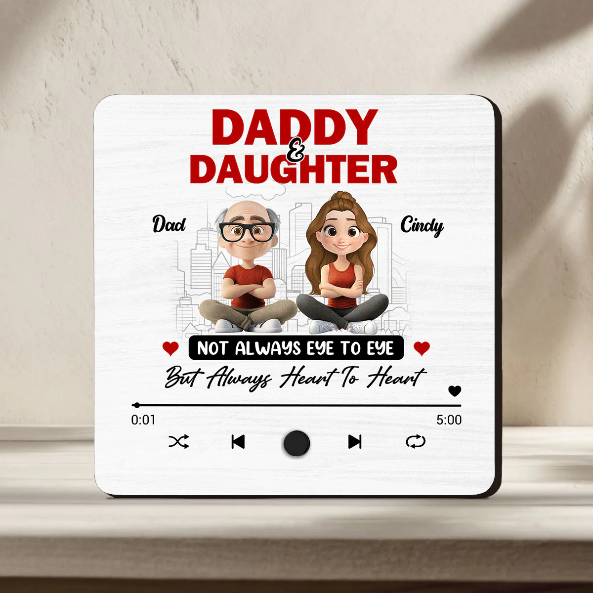 Dad and Daughter Always Connect - Personalized Custom Music Fridge Magnet - Image 2