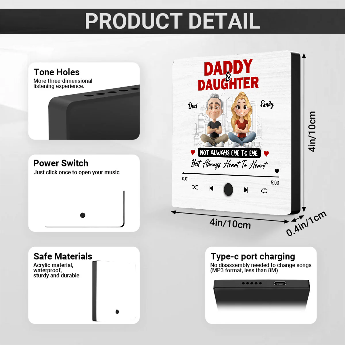 Dad and Daughter Always Connect - Personalized Custom Music Fridge Magnet - Image 7