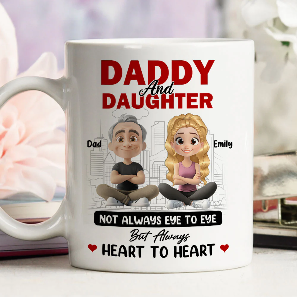 Dad And Daughter Share Love - Personalized Custom Coffee Mug - Image 2