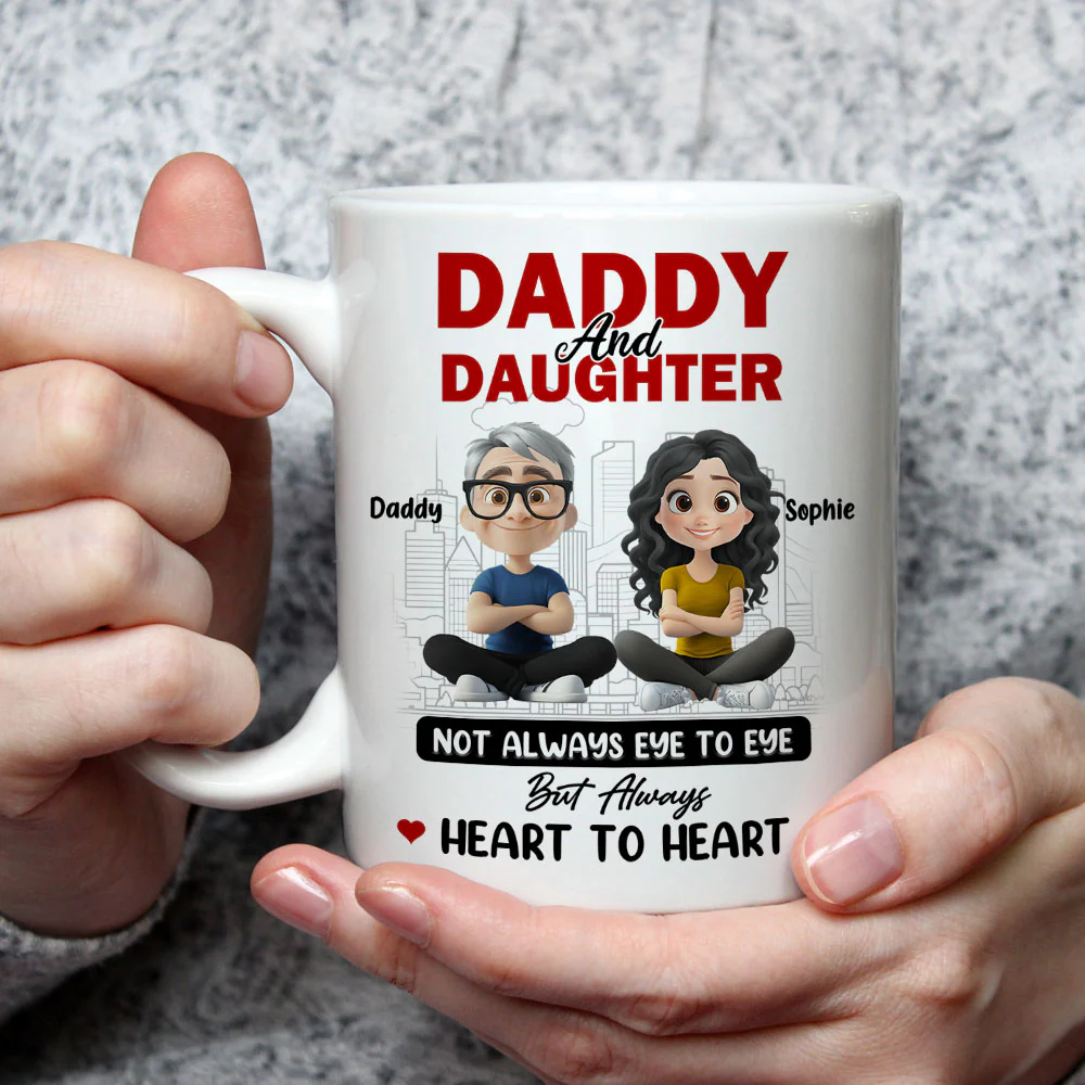 Dad And Daughter Share Love - Personalized Custom Coffee Mug - Image 3