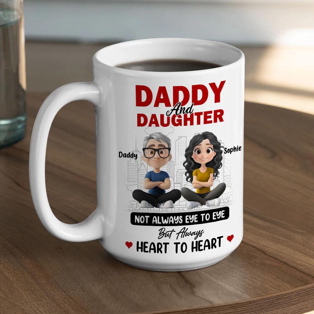 Dad And Daughter Share Love - Personalized Custom Coffee Mug - Image 5