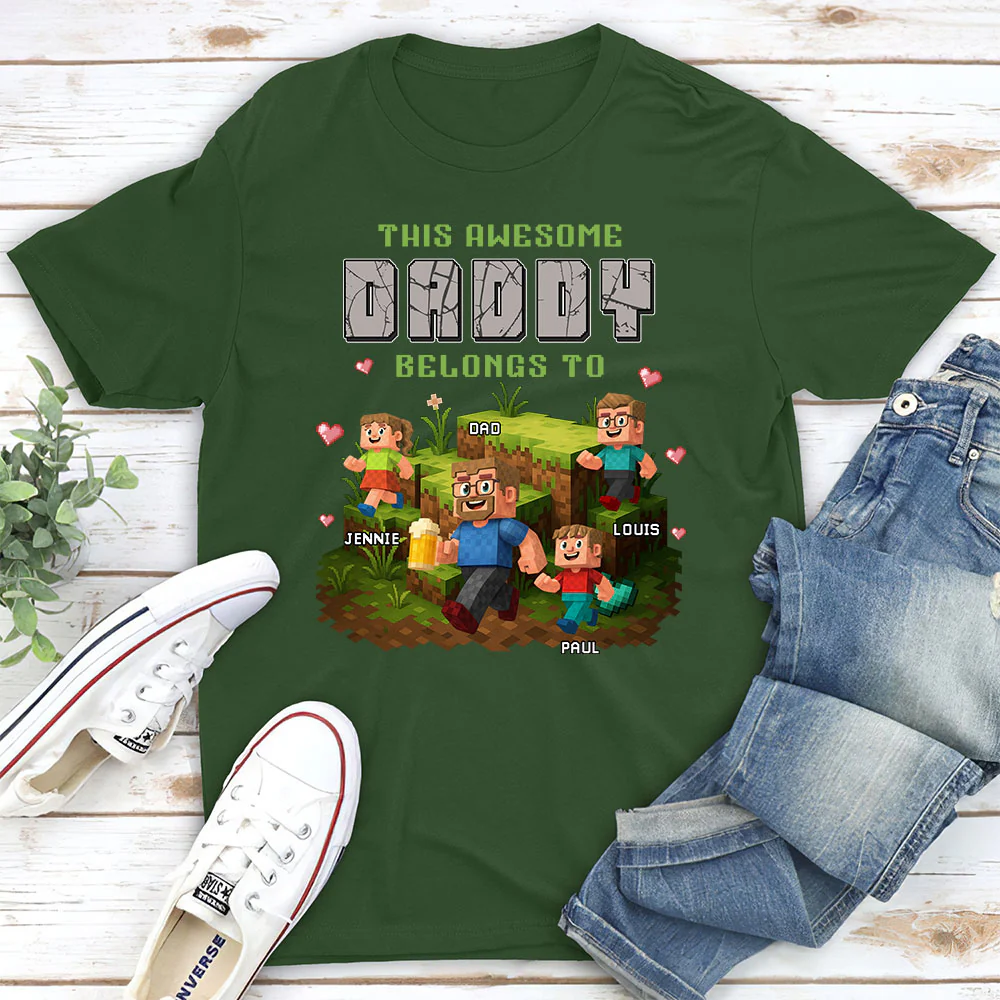 Dad Blocky Quest - Personalized Custom Shirt - Image 3