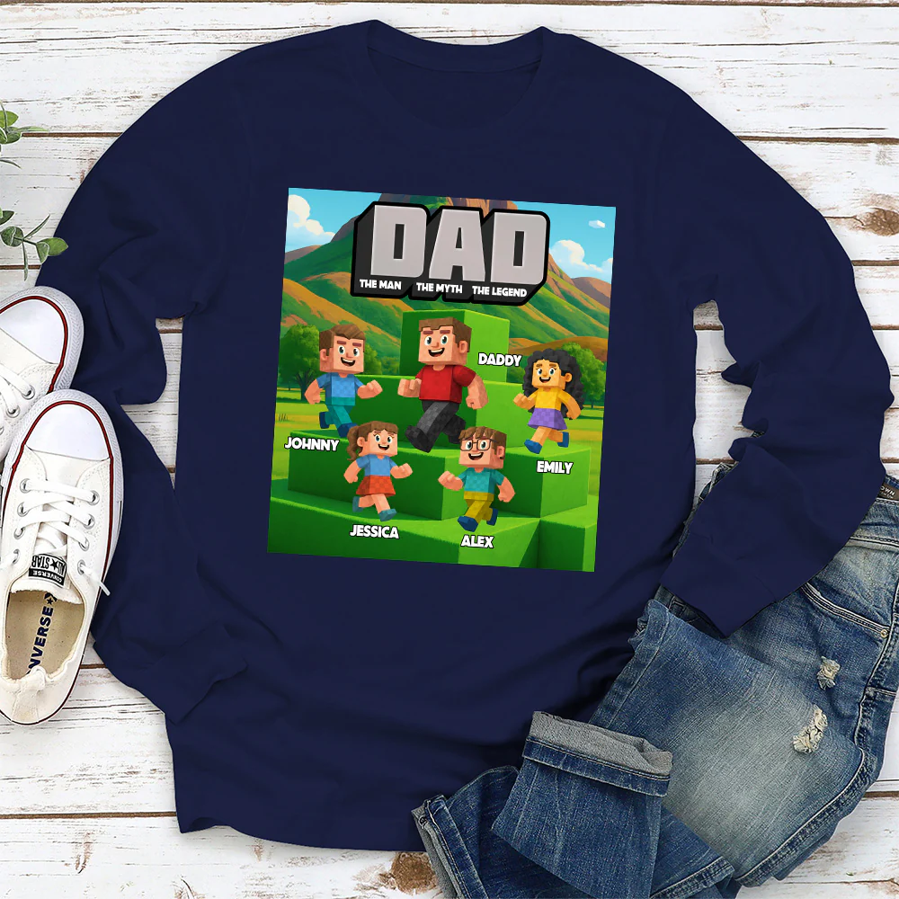 Blocky Dad - Personalized Custom Shirt - Image 5