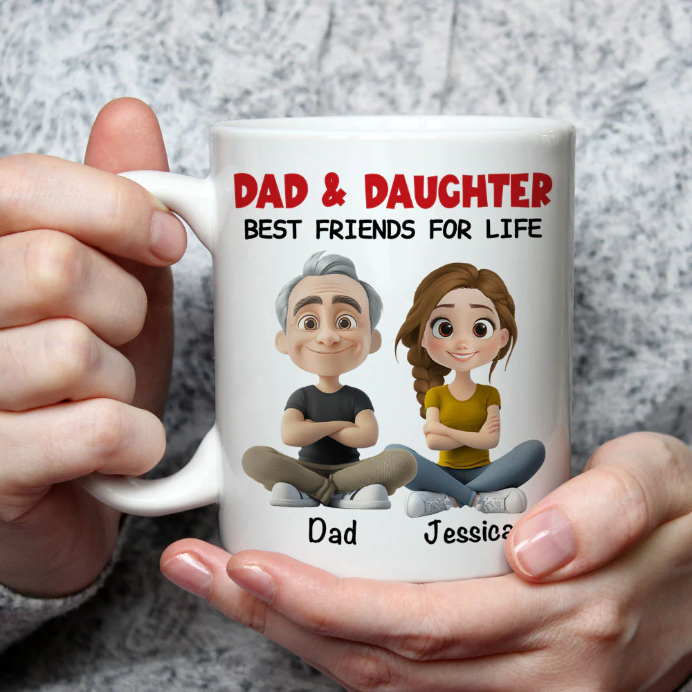 Dad Daughter Best Friends For Life - Personalized Custom Coffee Mug - Image 2