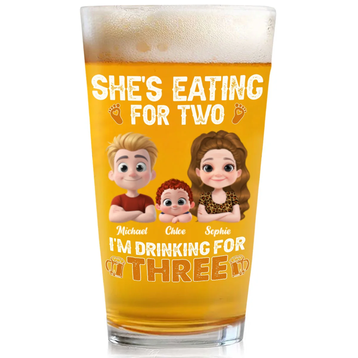 Dad Drinking For Three - Personalized Custom Beer Glass - Image 7