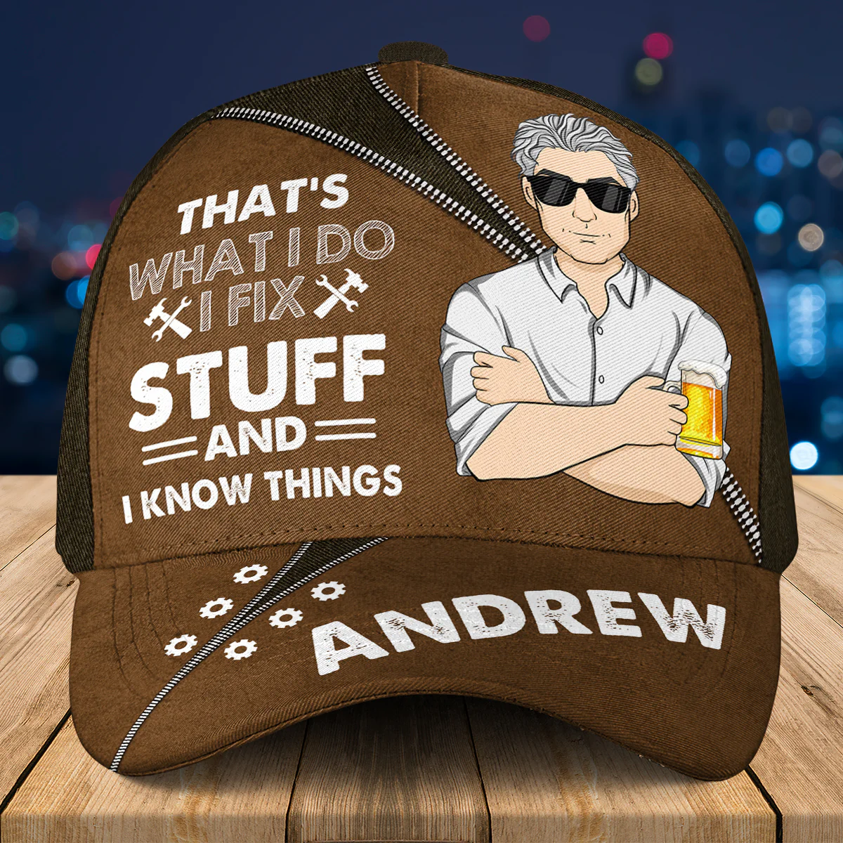 Dad Fix Stuff - Personalized Custom Classic Cap - Image 2