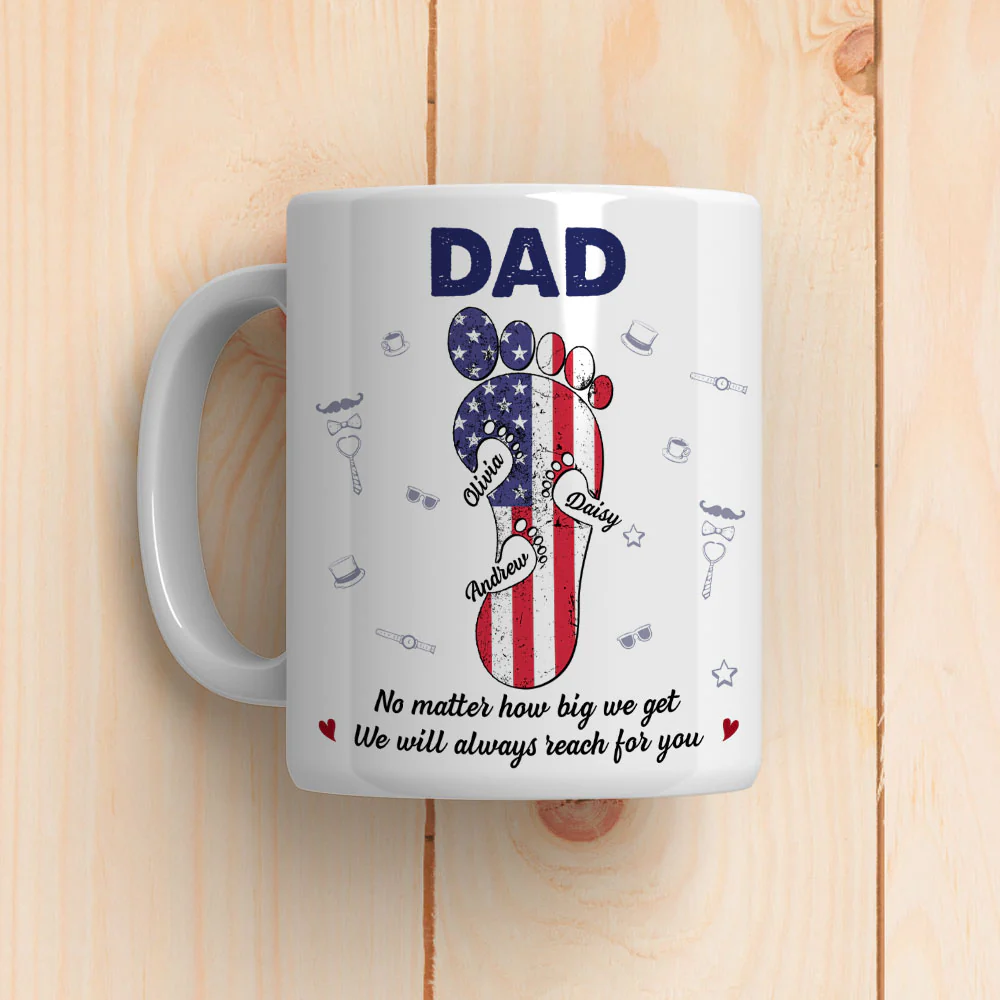 Dad Footsteps Heart - Personalized Custom Coffee Mug - Image 3