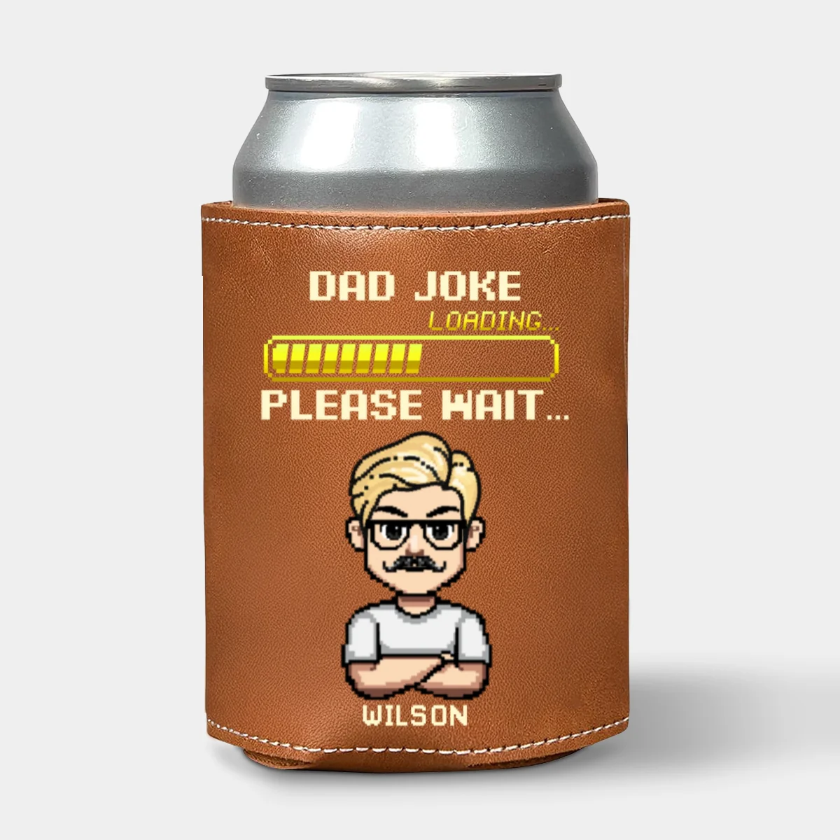 Dad Joke Loading Please Wait - Personalized Custom Leather Can Cooler Holder - Image 7