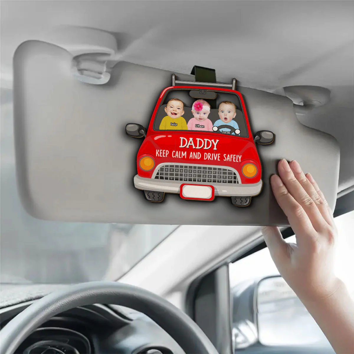 Dad Keep Calm And Drive Safely - Personalized Custom Car Visor Clip - Image 2