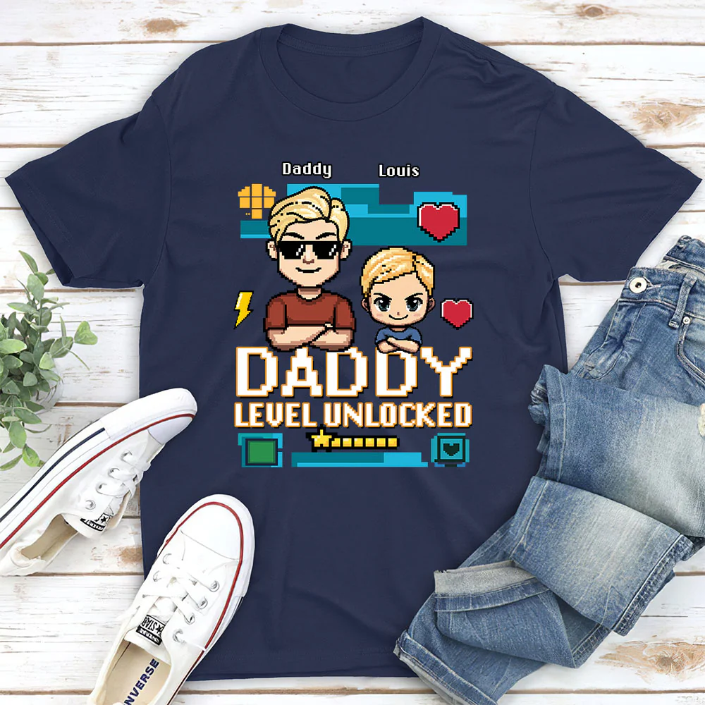 Dad Level Unlocked - Personalized Custom Shirt - Image 3