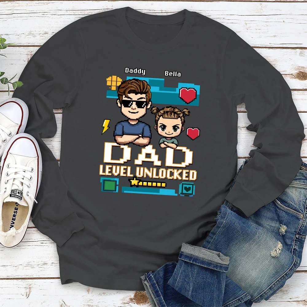 Dad Level Unlocked - Personalized Custom Shirt - Image 4