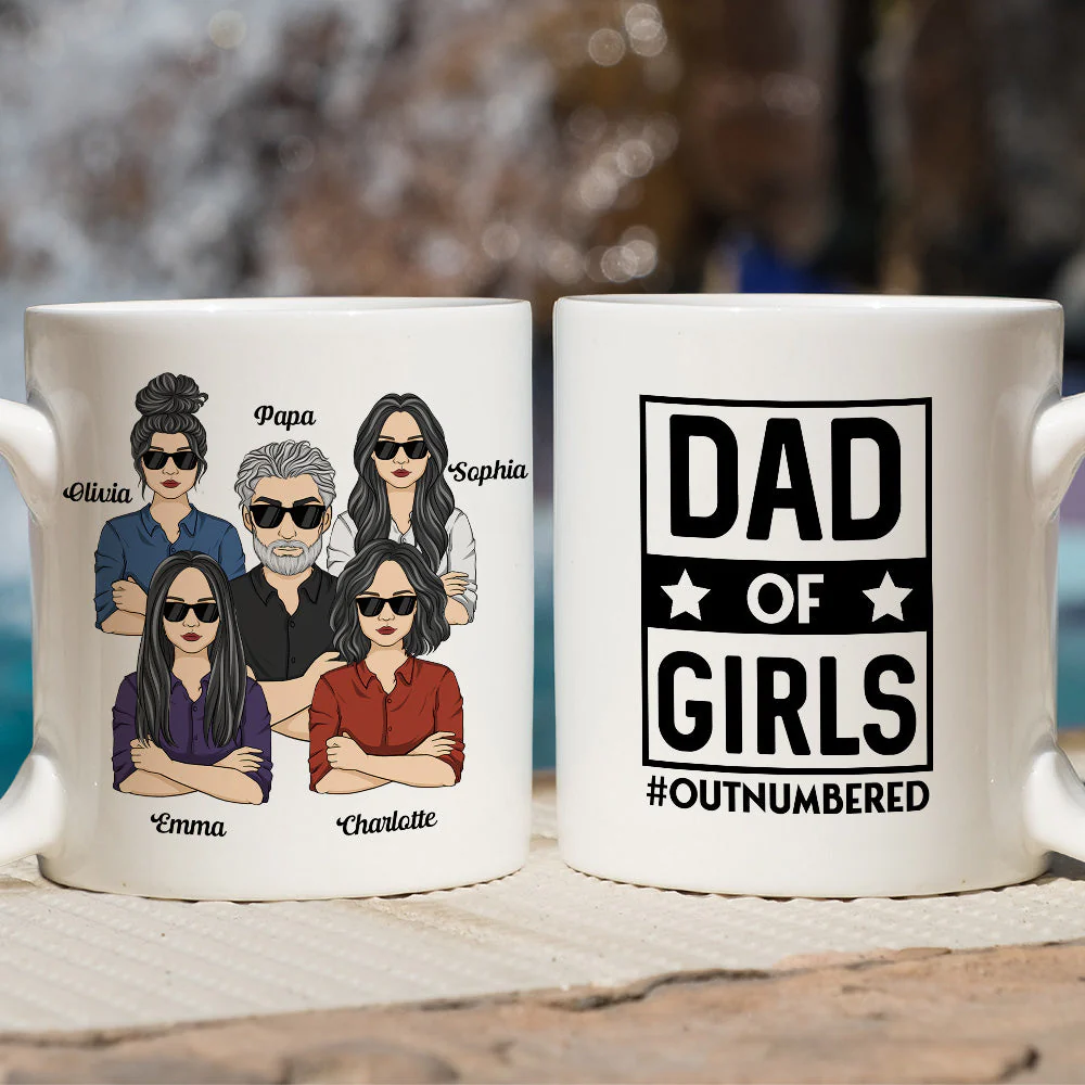 Dad Of Girls - Personalized Custom Coffee Mug - Image 3