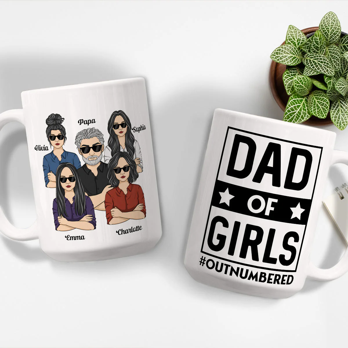 Dad Of Girls - Personalized Custom Coffee Mug - Image 5