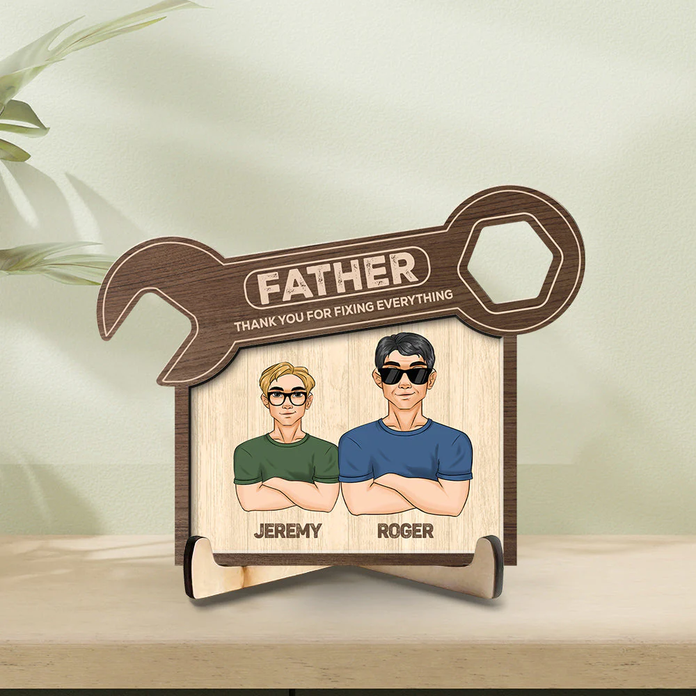 Dad Thank You For Fixing Everything - Personalized Wooden Plaque - Image 2