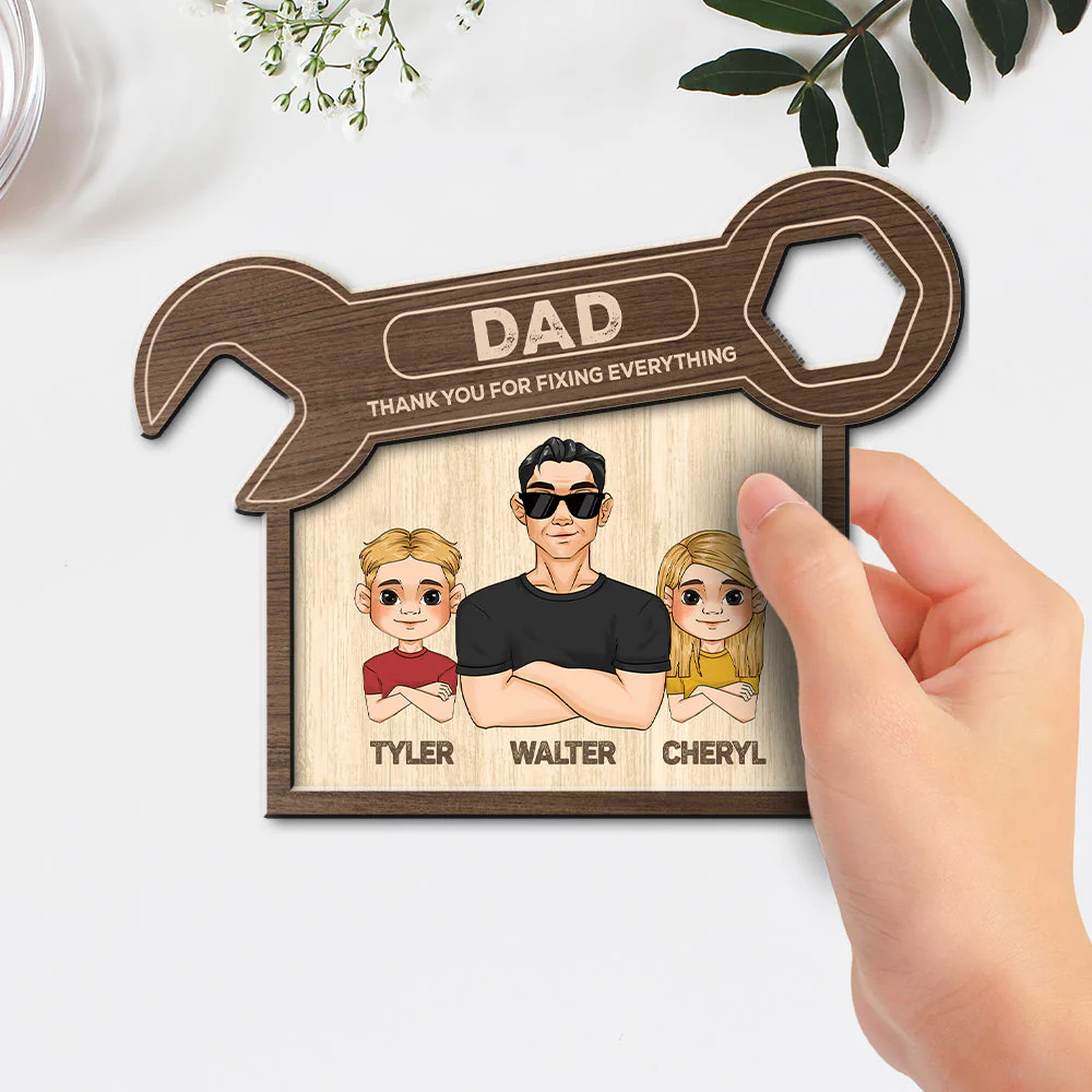 Dad Thank You For Fixing Everything - Personalized Wooden Plaque - Image 3