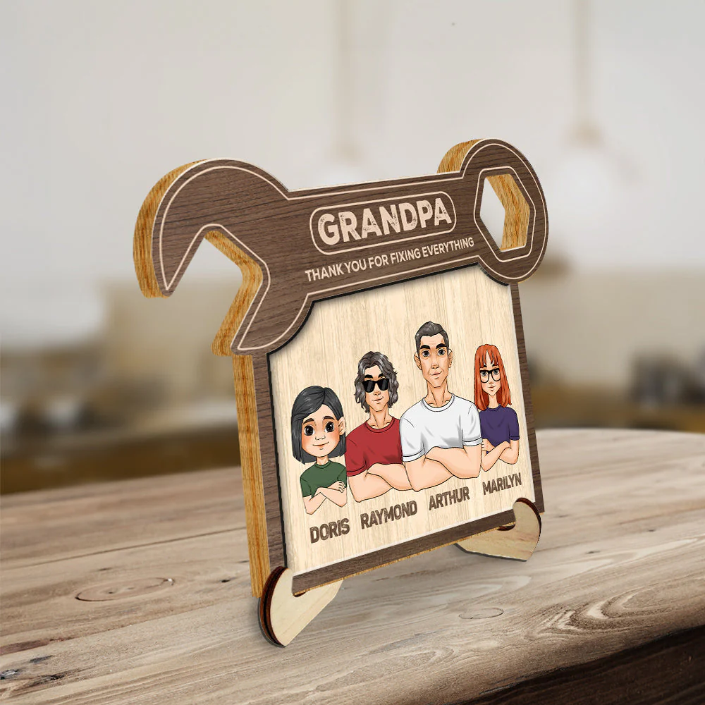 Dad Thank You For Fixing Everything - Personalized Wooden Plaque - Image 4