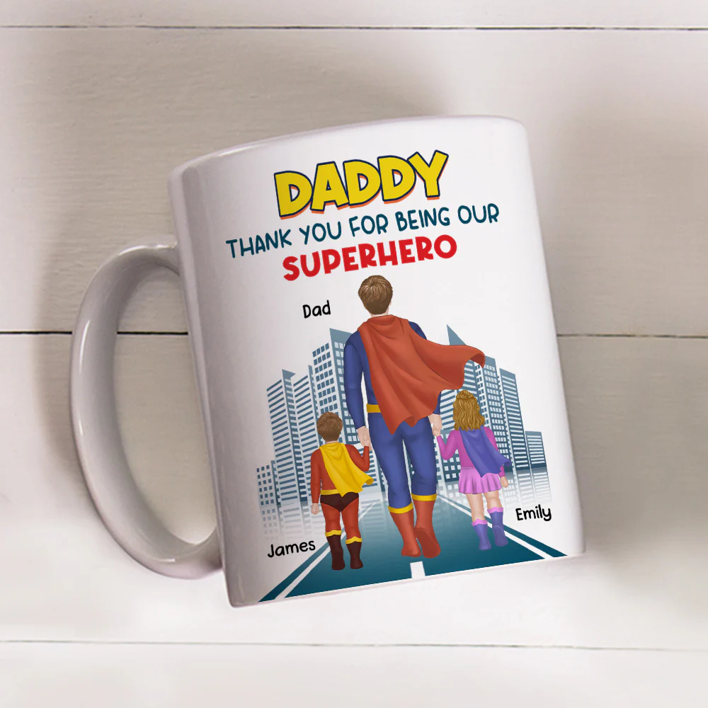Dad The Hero - Personalized Custom Coffee Mug - Image 4