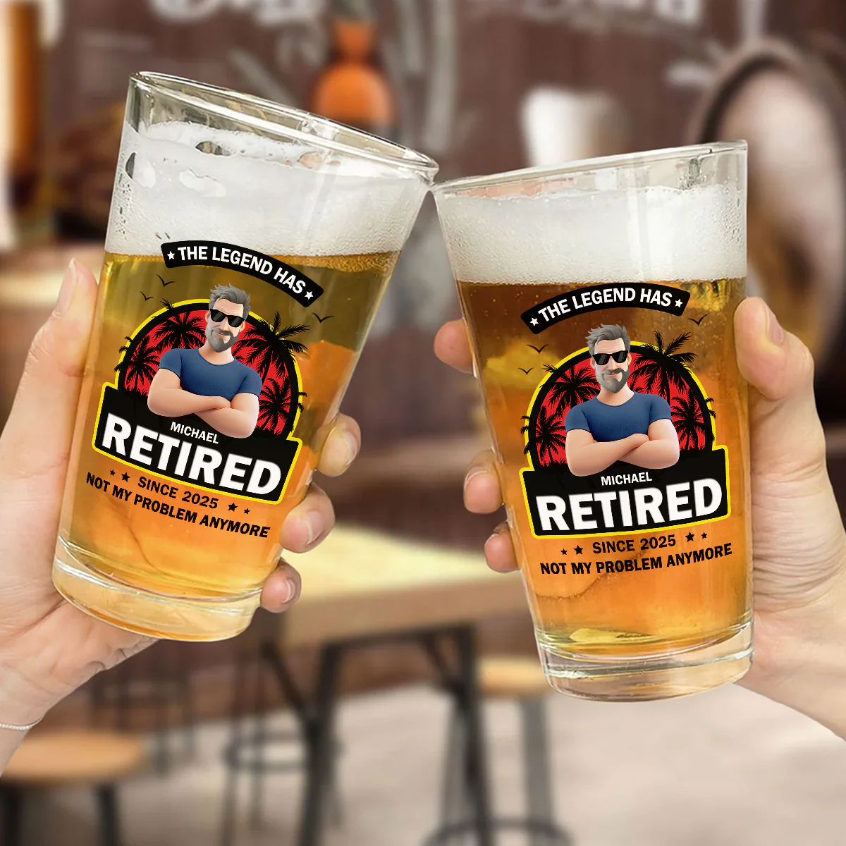 Dad The Legend - Personalized Custom Beer Glass - Image 5