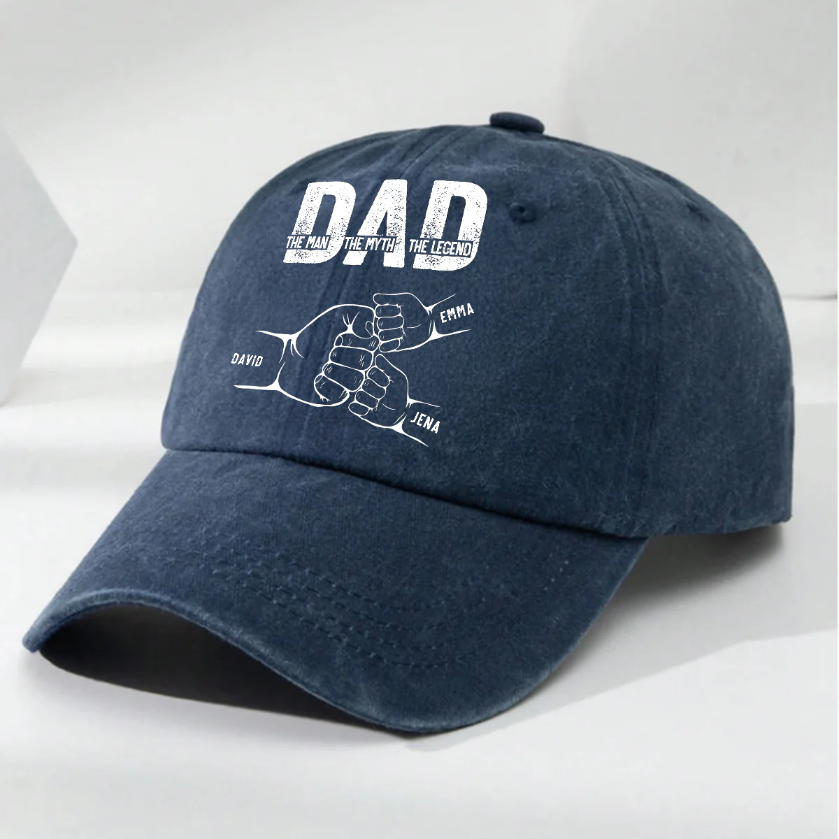 Dad The Man The Myth The Legend - Personalized Custom Vintage Washed Denim Cap - Image 2