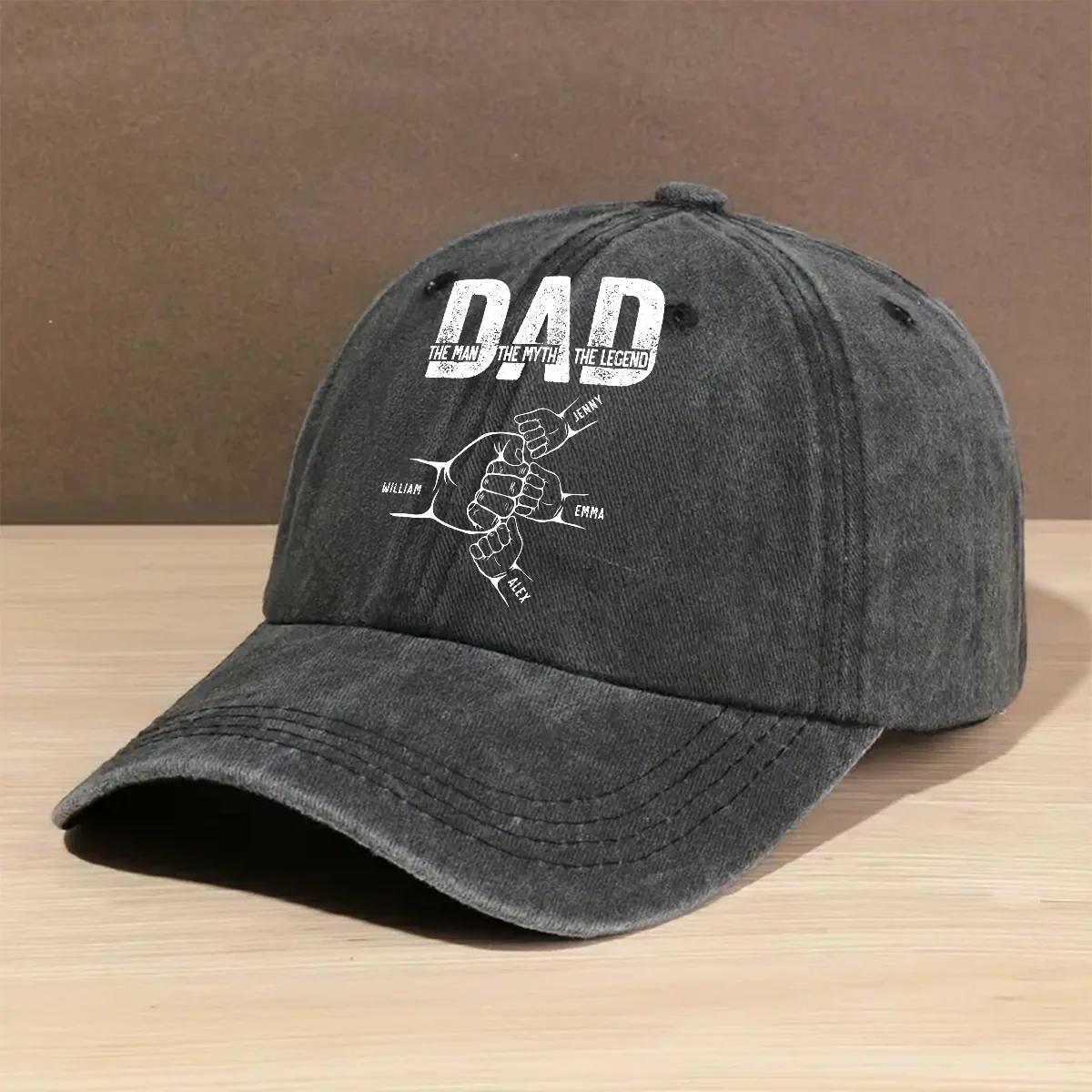 Dad The Man The Myth The Legend - Personalized Custom Vintage Washed Denim Cap - Image 3