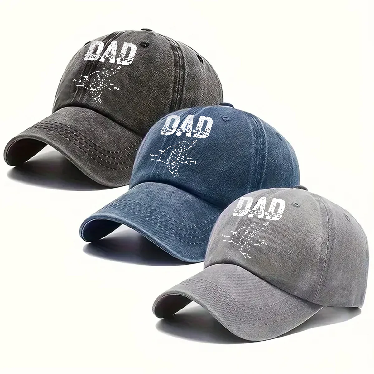 Dad The Man The Myth The Legend - Personalized Custom Vintage Washed Denim Cap - Image 5