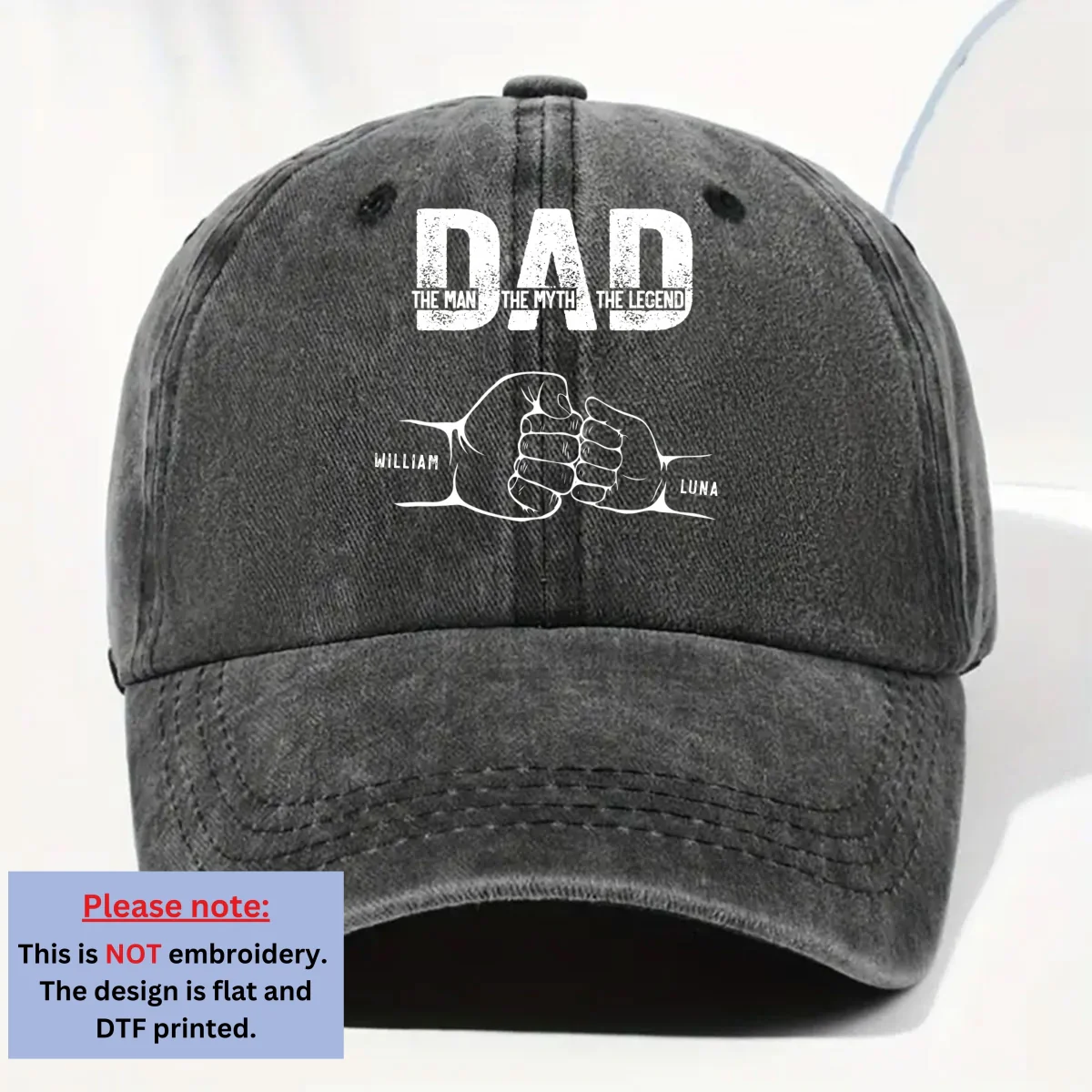 Dad The Man The Myth The Legend - Personalized Custom Vintage Washed Denim Cap - Image 7