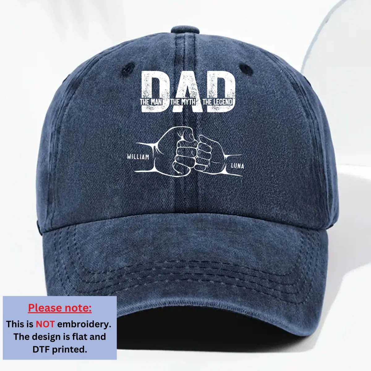 Dad The Man The Myth The Legend - Personalized Custom Vintage Washed Denim Cap - Image 9