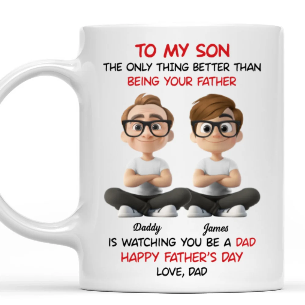 Dad To My Son Cartoonize - Personalized Custom Coffee Mug - Image 7