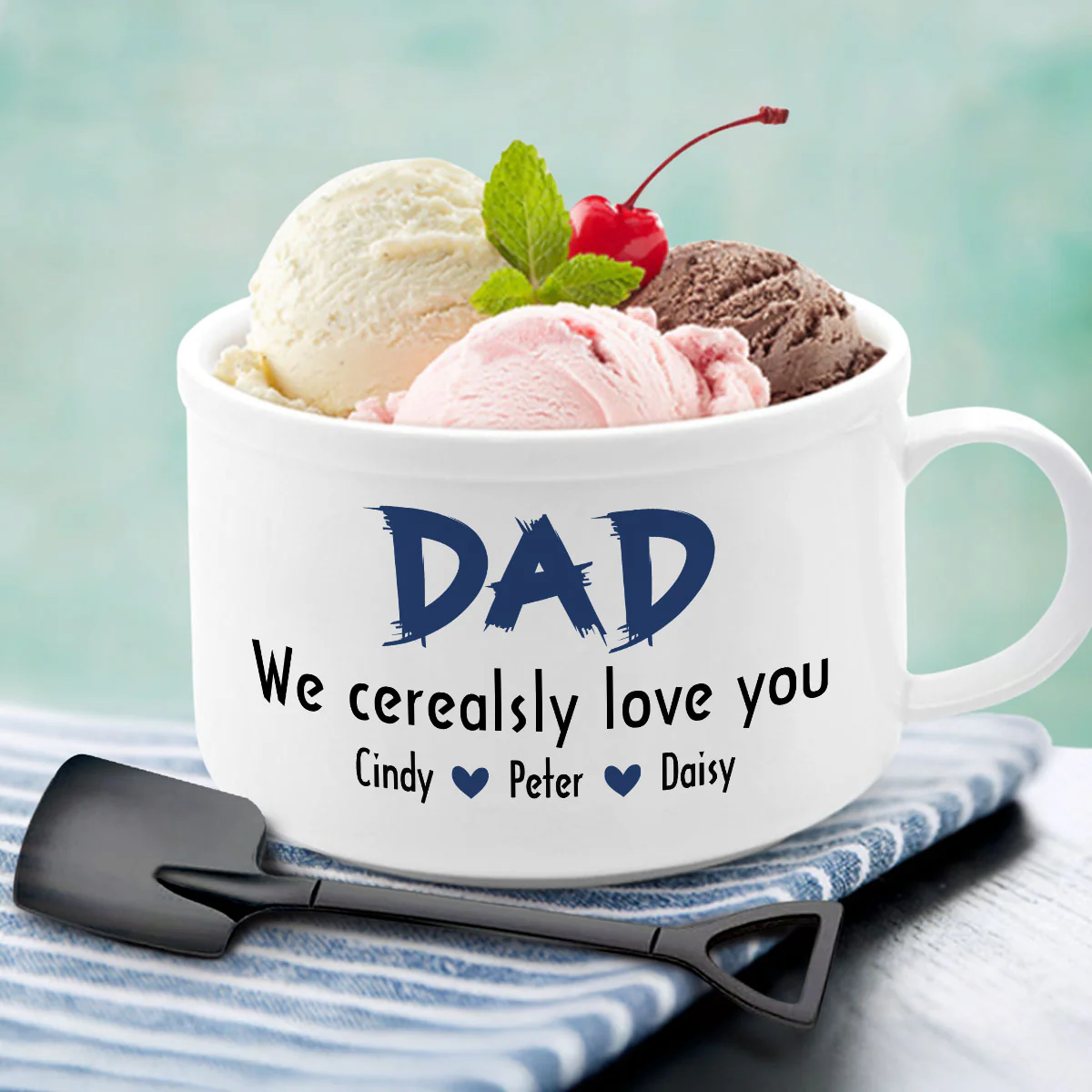 Dad We Cerealsly Love You - Personalized Custom Ceramic Bowl - Image 3