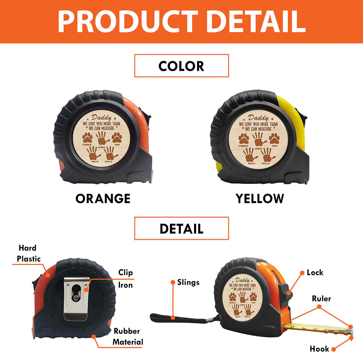 Dad We Love You - Personalized Custom Tape Measure - Image 5