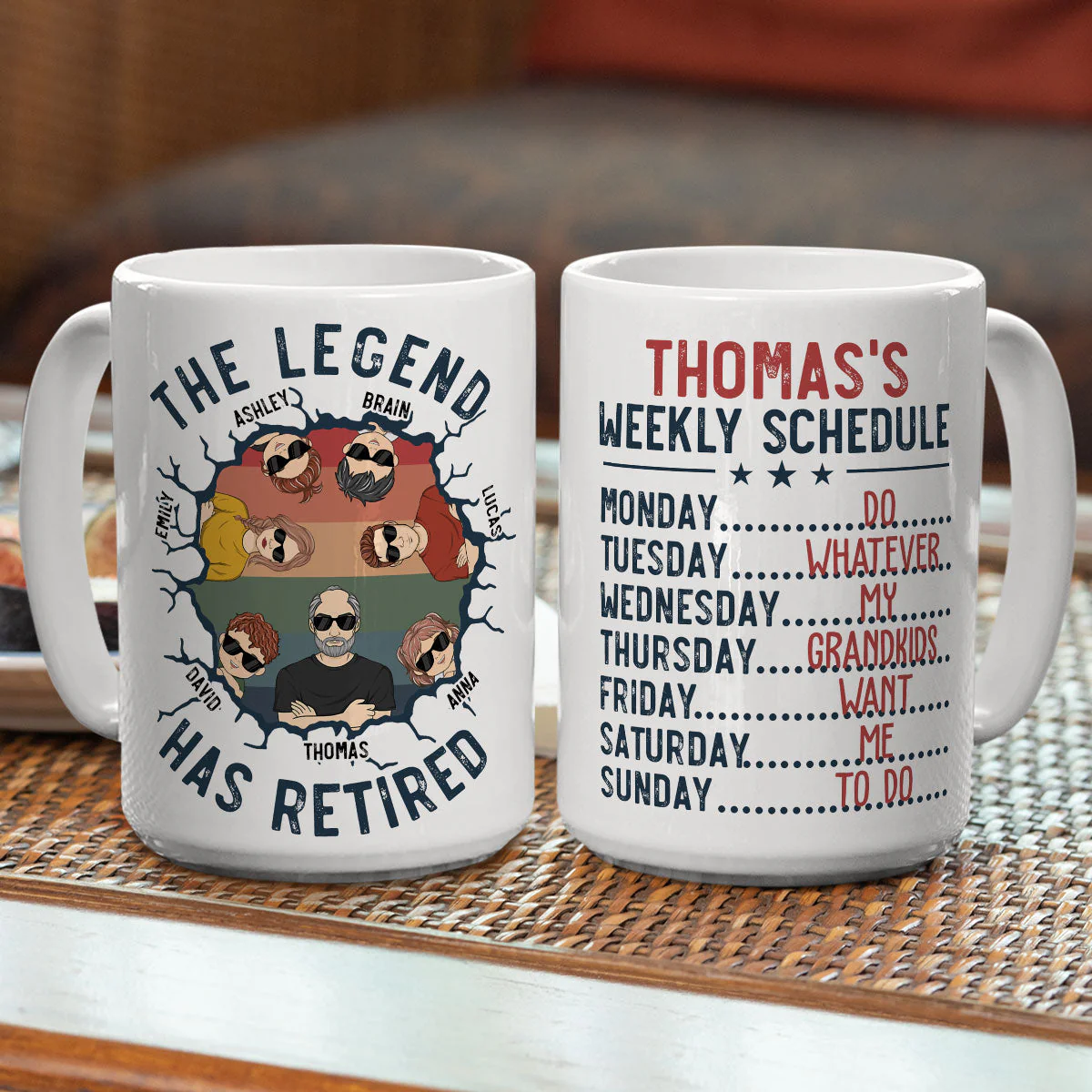 Dad Weekly Schedule - Personalized Custom Coffee Mug - Image 4