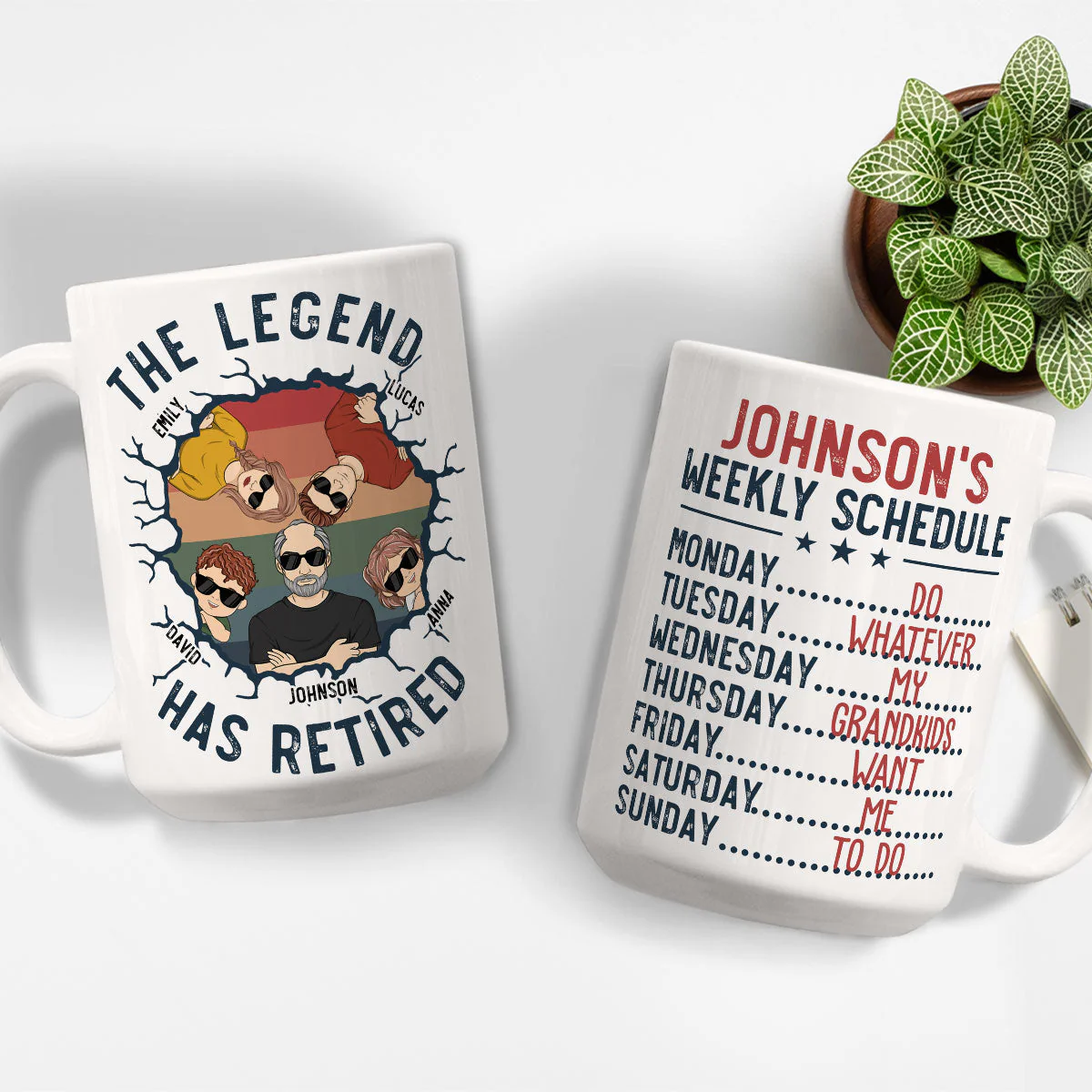 Dad Weekly Schedule - Personalized Custom Coffee Mug - Image 5