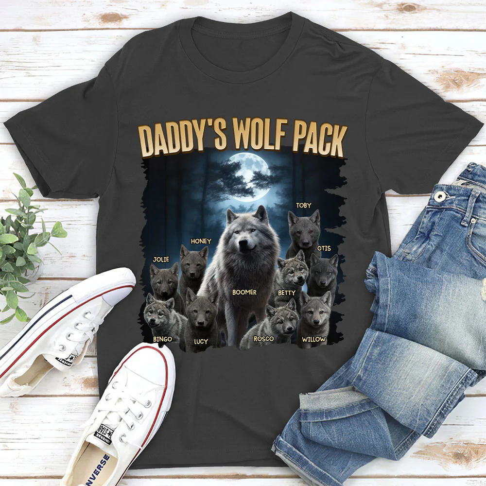 Dad Wolf Pack - Personalized Custom Shirt - Image 3